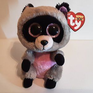 RETIRED Ty Beanie Boos Rocco the Raccoon 6" 2014 plush